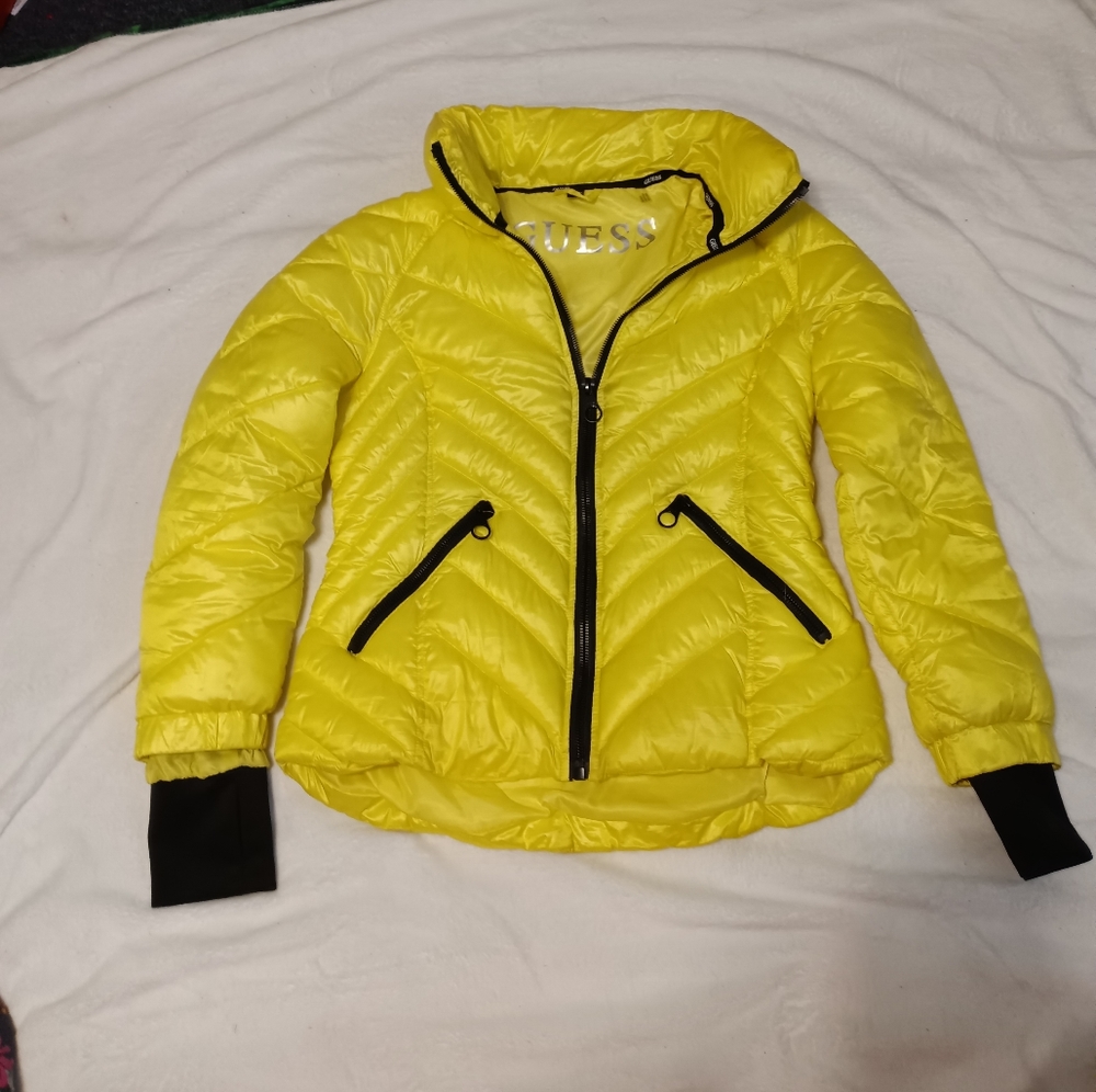 Women's Size M Guess Brand Yellow Winter Coat